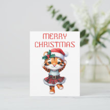 Cachorro de Tigre Bailando - Tarjeta de Navidad
