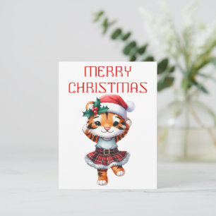 Cachorro de Tigre Bailando - Tarjeta de Navidad