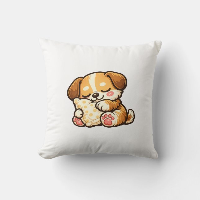 Cachorro Dormilón Adorable con Almohada (Anverso)