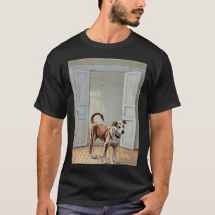 Cachorro en la camiseta de la puerta