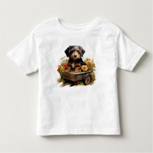 Cachorro en un vagón de flores camiseta infantil