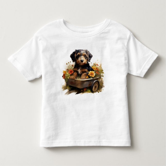 Cachorro en un vagón de flores camiseta infantil (Anverso)