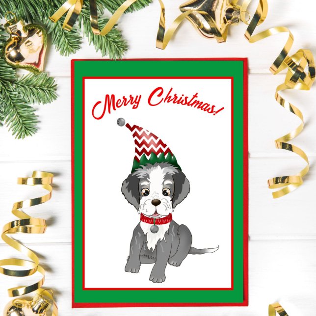 Cachorro festivo de Schnauzer Feliz Navidad (Subido por el creador)