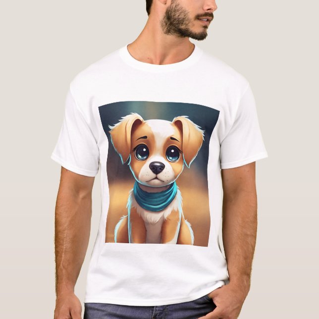 Cachorro impreso básico de camiseta para hombres (Anverso)