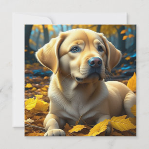 Cachorro jugando en hojas de otoño