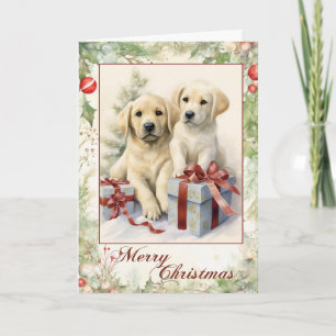 Cachorro Labrador Amarillo Victoriano Navidad