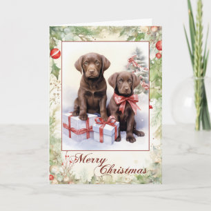 Cachorro Labrador Chocolate Victoriano Navidad