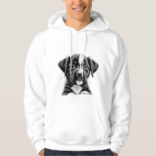 Cachorro Negro y Blanco Adorable - Sudadera con Ca