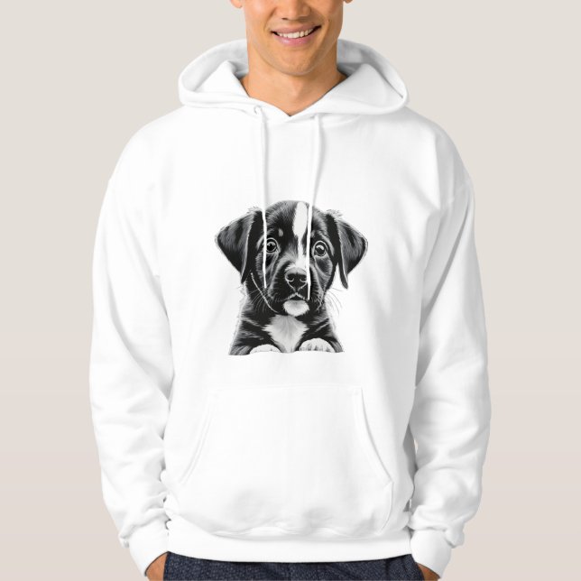 Cachorro Negro y Blanco Adorable - Sudadera con Ca (Anverso)