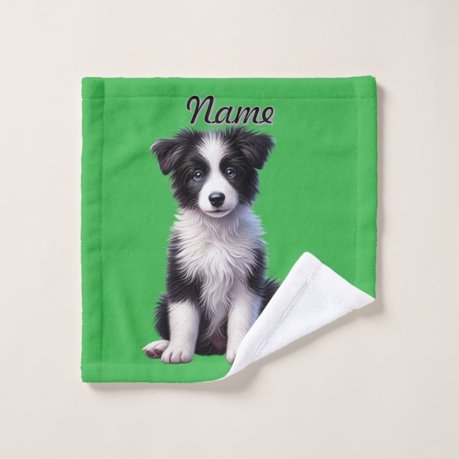 Cachorro Personalizado de Border Collie Adorable (Toallita)