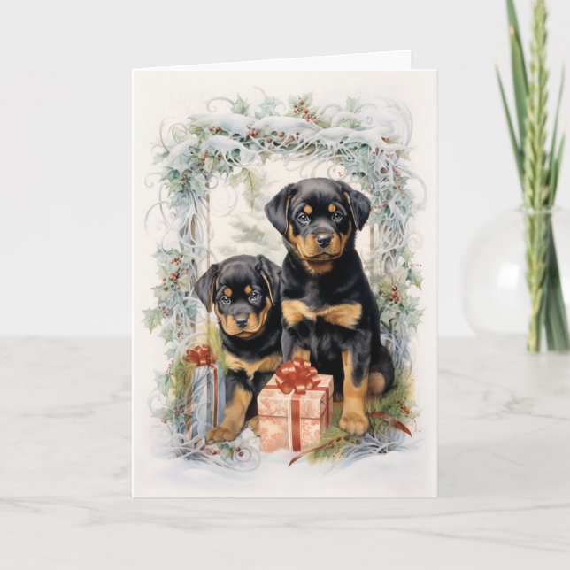 Cachorro Rottweiler Victoriano de Navidad (Anverso)