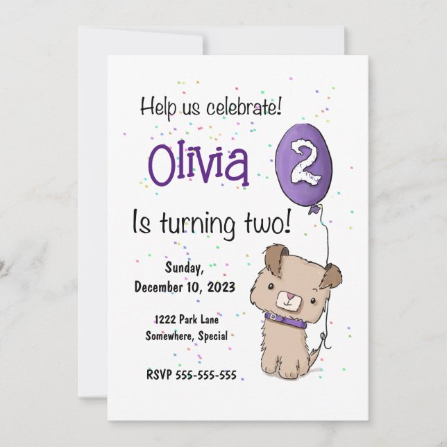 Cachorro, segunda invitación de cumpleaños, Person (Anverso)