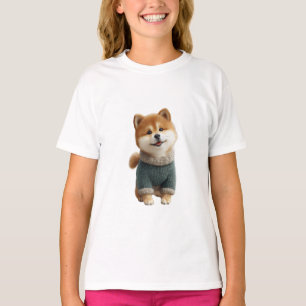 Cachorro Shiba de Sweater Verde para Niños