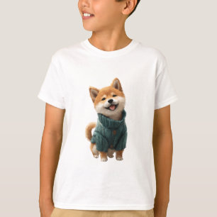 Cachorro Shiba de Sweater Verde para Niños