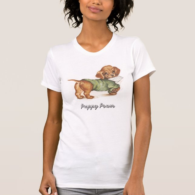 Cachorro vintage y camiseta con letras (Anverso)