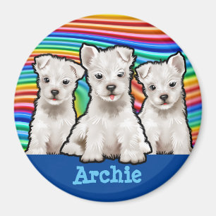 Cachorros arcoiris del imán personalizado.
