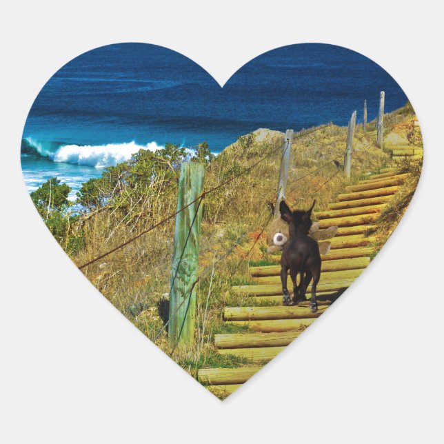 Cachorros chinos, robos Pegatinas de corazón de pe (Anverso)