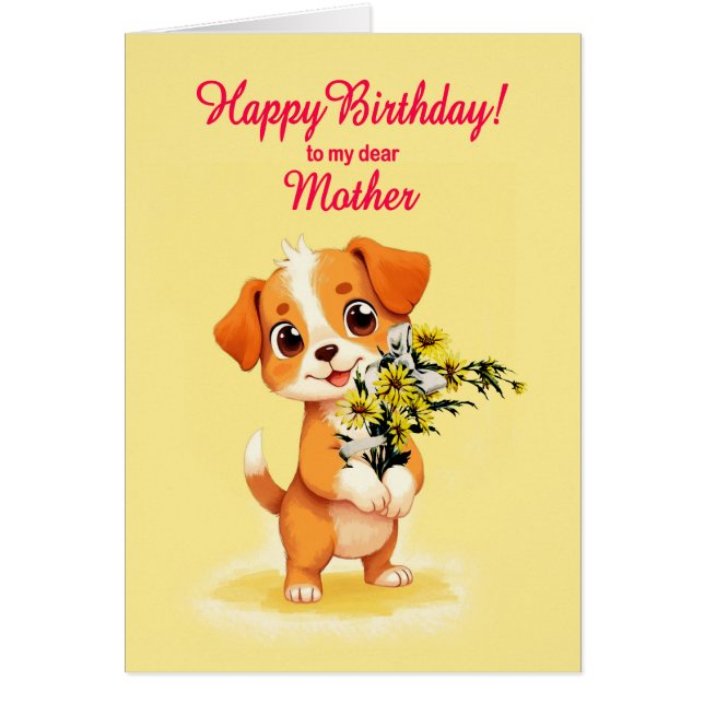 Cachorros de cumpleaños y flores (Frente)