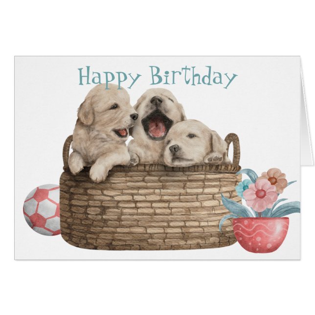 Cachorros de Golden Retriever en la tarjeta de cum (Anverso (Horizontal))