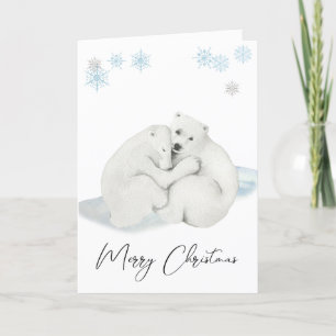 Cachorros de oso polar a la acuarela Feliz Navidad