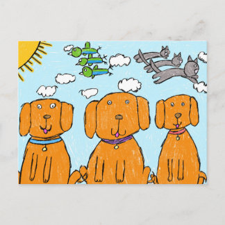 "Cachorros en el Sol" Postal Feliz