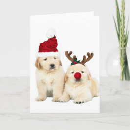 CACHORROS LABRADORES AMARILLOS TARJETA DE NAVIDAD