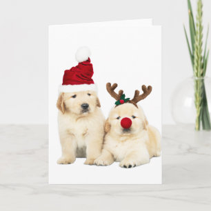CACHORROS LABRADORES AMARILLOS TARJETA DE NAVIDAD