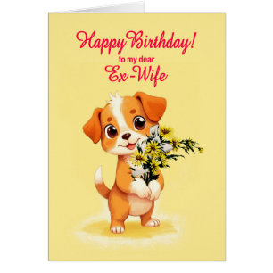 Cachorros y flores de cumpleaños de una ex esposa