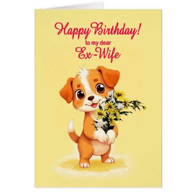 Cachorros y flores de cumpleaños de una ex esposa (Frente)