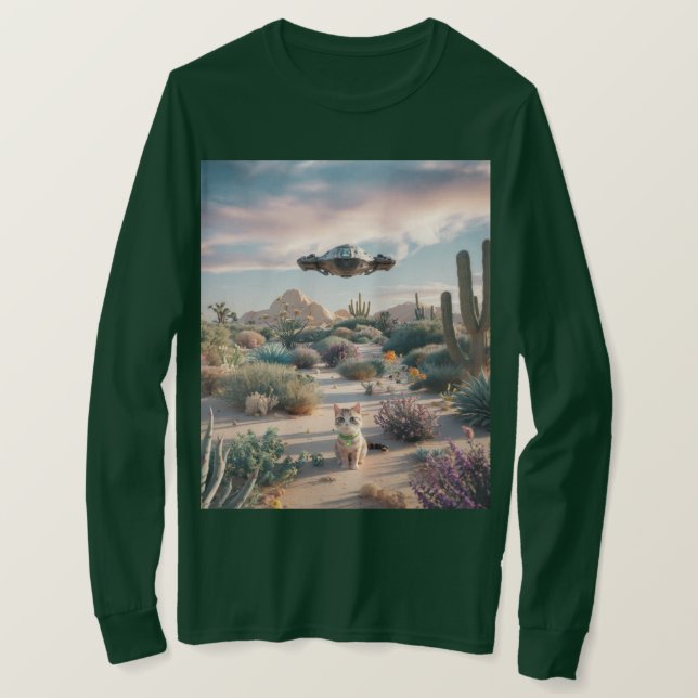 Cacti del desierto del OVNI Flores Camiseta (Anverso del diseño)