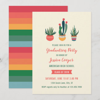 Cacti Suculent Graduation Invitación