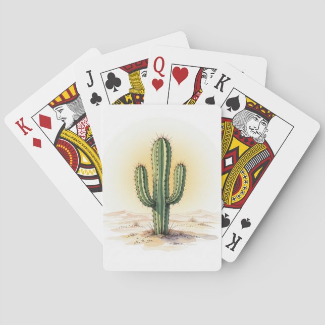 Cactus acuarela de cartas de juego (Reverso)