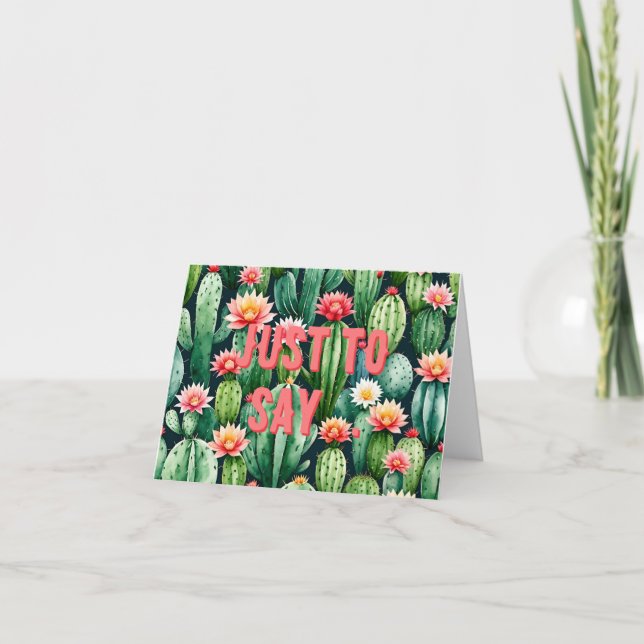 cactus acuarela Doble tarjeta de agradecimiento (Anverso)