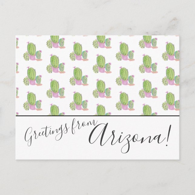 Cactus acuarela Se Mudaron Las Tarjetas Post Arizo (Anverso)