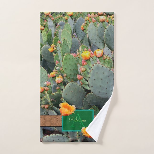 Cactus anaranjado personalizado 2 del higo chumbo (Toalla de mano)
