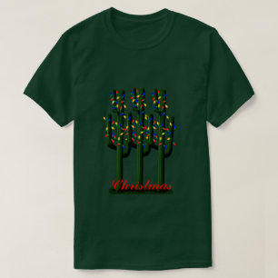 Cactus Árboles de Navidad con camiseta de luces b