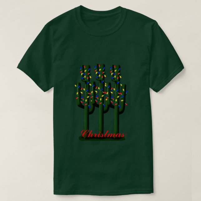 Cactus Árboles de Navidad con camiseta de luces br (Diseño del anverso)