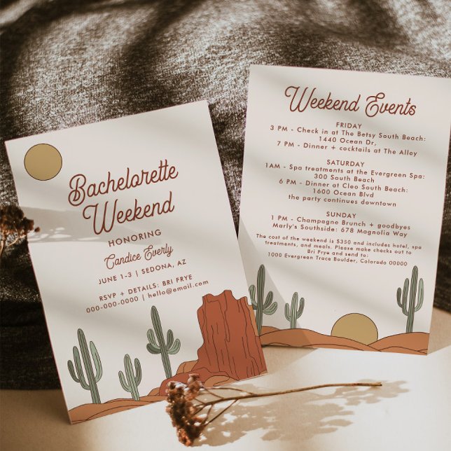 Cactus Bachelorette Party Invitación + Itinerario (Subido por el creador)