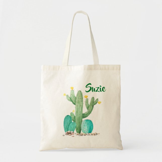 Cactus Cacti Suculento Desierto de acuarela Bolsa  (Frente)