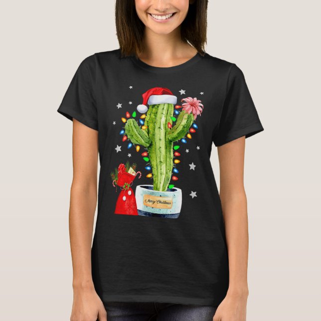 Cactus Christmas Sweater Lights Santa Xmas Plant L (Anverso)