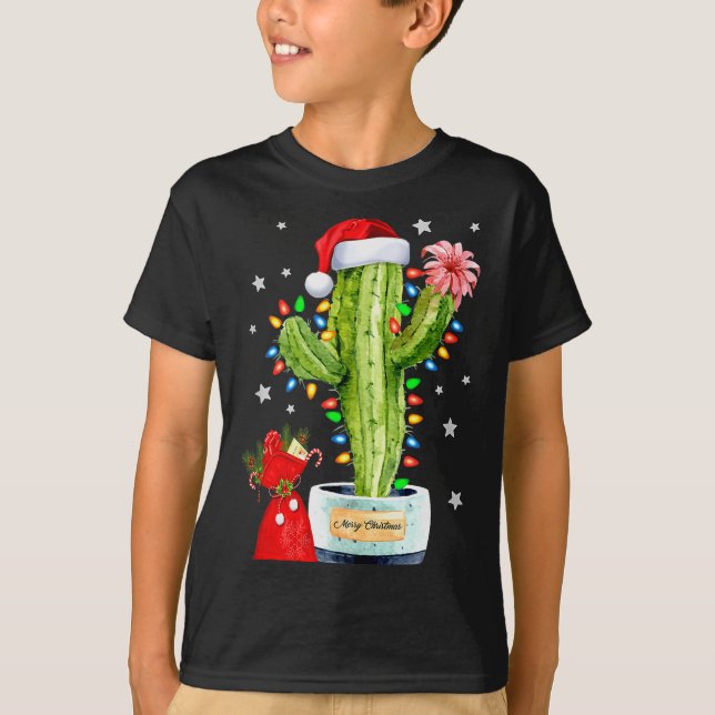 Cactus Christmas Sweater Lights Santa Xmas Plant L (Anverso)