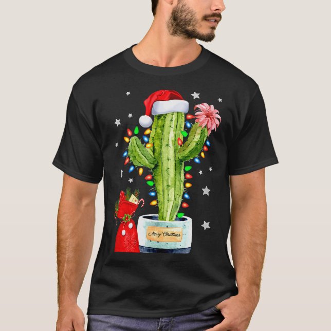 Cactus Christmas Sweater Lights Santa Xmas Plant L (Anverso)