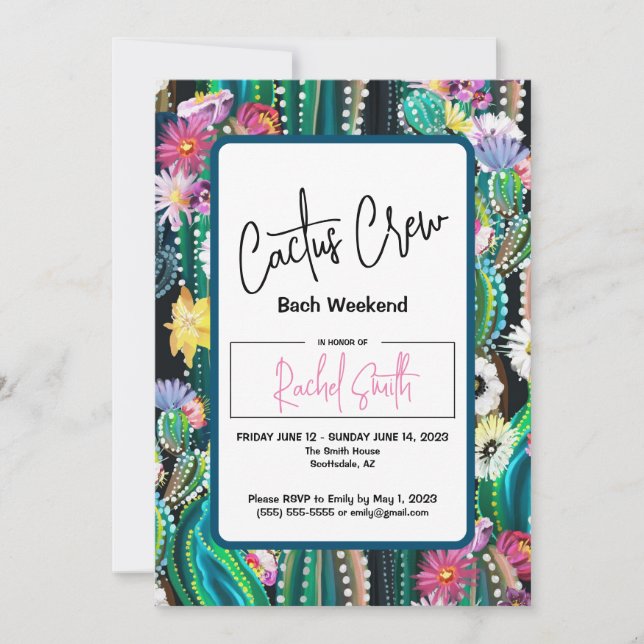 Cactus Crew - Invitación a la fiesta de soltera (Anverso)
