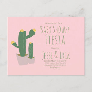 Cactus Cupcakes Invitación Baby Shower rosa