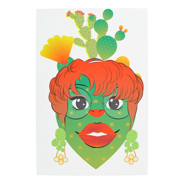 Cactus de arte mural metalizado (Anverso)