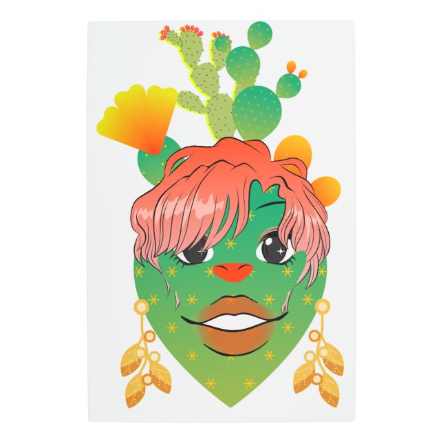 Cactus de arte mural metalizado (Anverso)