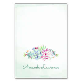 Cactus de color de agua y tarjetas de colocación d