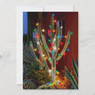 Cactus de Navidad en tarjeta de vacaciones plana d