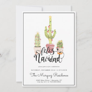Cactus de Navidad Invitación de fiesta Feliz Nav