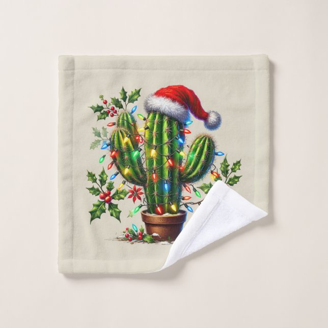 Cactus de Navidad occidental festivo (Toallita)